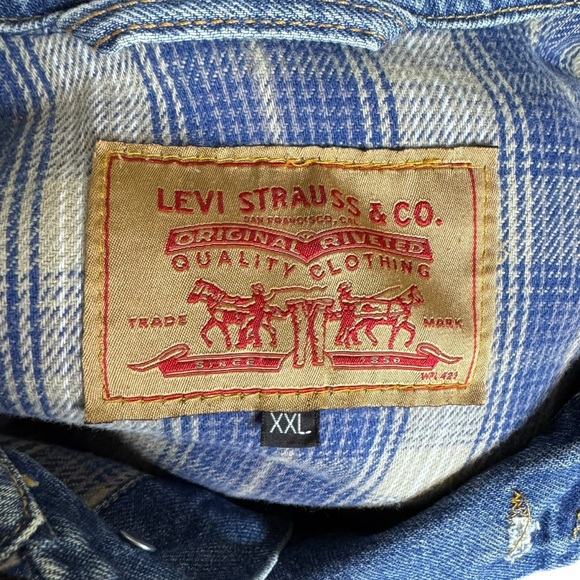 Levi's Vintage Men's Flannel Lined Denim Trucker Jacket USA 90s Y2K Size XXL - Picture 7 of 11